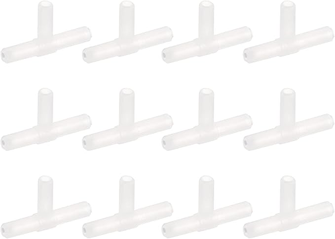uxcell 48Pcs Aquarium Air Valve Connector Plastic Inline Tubing 3/16"(4.9mm) OD T-Shaped Aquarium Airline Tubing Connector for Fish Tank Pond Air Line