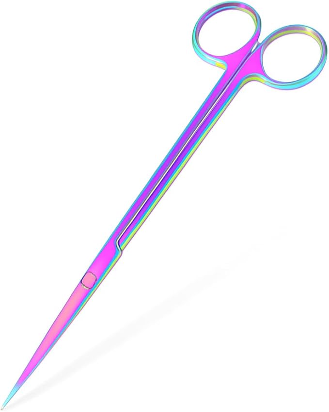 Mandala Crafts 10 Inches Rainbow Stainless Steel Straight Aquarium Scissors for Trimming Aquatic Plants – Long Aquascape Scissors for Fish Tanks, Hospital Tanks, Goldfish Bowls, and Terrariums