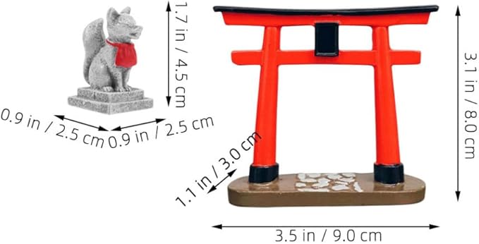 Milisten 1 Set Japanese Shrine Decoration DIY Decor Aquarium Landscape Prop Sand Table DIY Ornament Torii Sculpture Zen Style Statue Micro Landscape Decoration Sand Table Decoration, 9.00X8.00X3.00CM