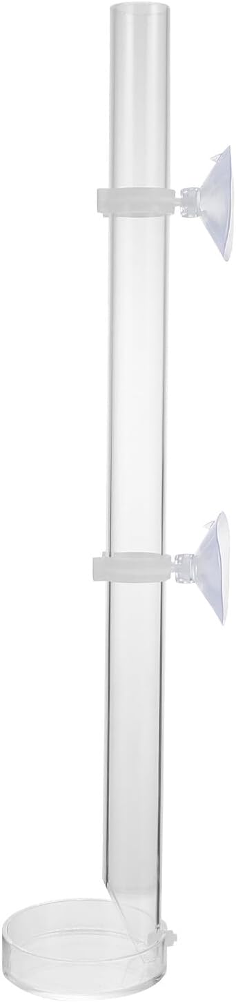 LALAFINA Aquarium Fish Feeder Tube with Sucker and Tray 20cm Acrylic Fish Tank Feeding Tool Automatic Food Dispenser for Aquarium Use