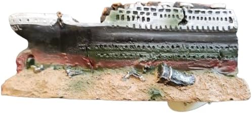 Sunken Titanic Ocean Liner Ship Wreck Aquarium & Fish Tank Decoration Ornament, 2 Parts, Aquarium Cruise Ship Shipwreck Decorations Fish Tank Ornament, Resin Material Sunken Ship