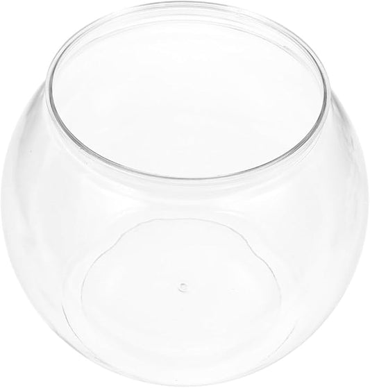 Ipetboom Plastic Fish Bowls, Goldfish Bowl Drum Small Fish Tank, Round Flower Vase Clear Candy Jar for Betta Goldfish Home Decor, Clear Tank Vase Pot Bowl