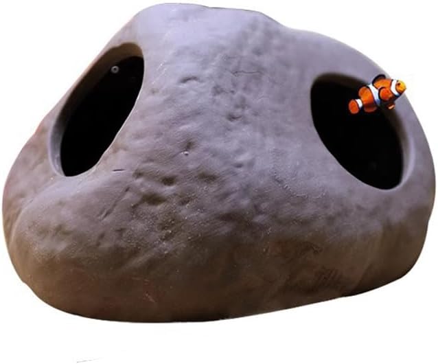 Red Soil, Purple Sand, Fish and Shrimp shelter Holes，Aquarium Decoration，Aquarium Ornament Plastic Fish Tank Decoration for Aquarium Landscape (Purple Sand Large Stone Double Hole), ZY-3005
