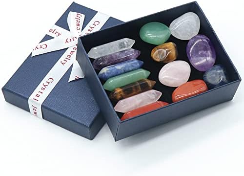 7-Piece Set of Natural Chakra Stone, Crystal Stone, Colorful six Pairs of Pointed Columns, 7 Healing Crystal Stones, Home Decoration Stones