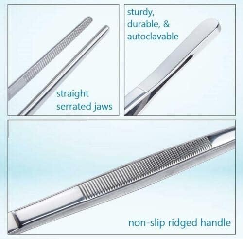 A2Z-Aquascaping Maintenance Tools Accessories,Anti-Rust Stainless Steel Tweezers Scissors Spatula for Aquarium Tank Clean, Fish Tank, Bonsai, Algae Scrapers (12" Serrated Tweezers - Straight)