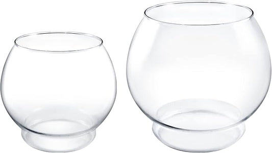 Glass Beta Goldfish Fish Bowl Round Vase Small Glass Round Vase for Weddings, Events, Decorating, Arrangements, Flowers, Office, or Home Decor (Large, 1 Gallon)