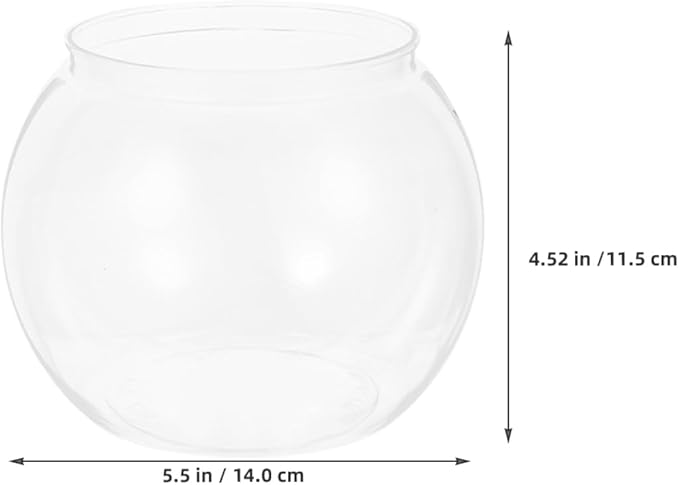 BESTonZON Transparent Goldfish Tank 5.5 Inch Clear Round Fish Bowl for Small Turtles Betta Fish Desktop Aquarium and Decorative Shallow Tank for Office and Home