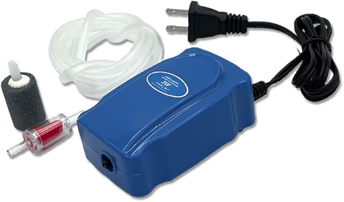 Aquarium Air Pump Kit for 3-20 Gallon Fish Tank, 3W 48GPH Oxygen Aerator for Sponge Filter with Air Stone, Airline Tubing, Check Valve, Hydroponic Air Bubbler Pump