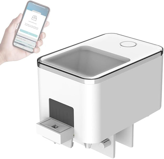 Weytoll Automatic Fish Feeder for Aquarium, WiFi Intelligent Timing Aquarium Goldfish Feeder with 100ML Large Capacity and Mobilephone APP Control Suitable for a Variety of Feed