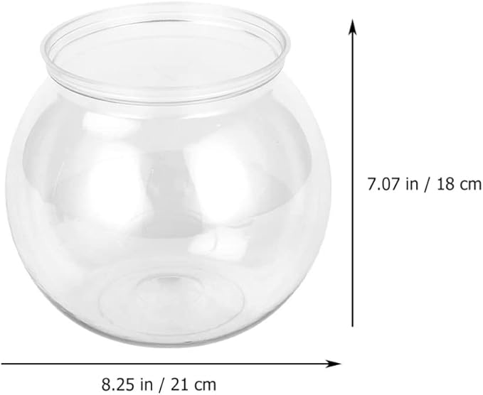 POPETPOP Plastic Fish Bowl - Small Fish Tank Desktop Round Fish Bowl Transparent Aquarium Vase Hydroponic Plant Terrarium for Home Office Decor