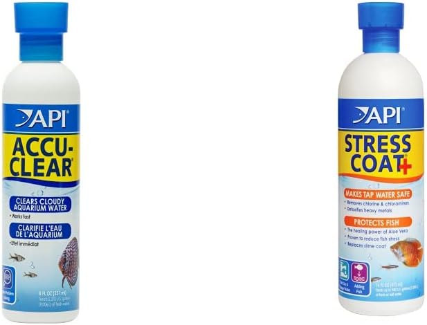 API ACCU-Clear Freshwater Aquarium Water Clarifier and API Stress Coat Aquarium Water Conditioner