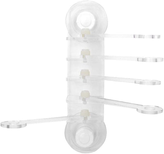 Pssopp Aquarium Frag Rack Acrylic Transparent Five Claw Life Tree Shape 5-Hole Frag Plugs Bracket Base with Suction Cup