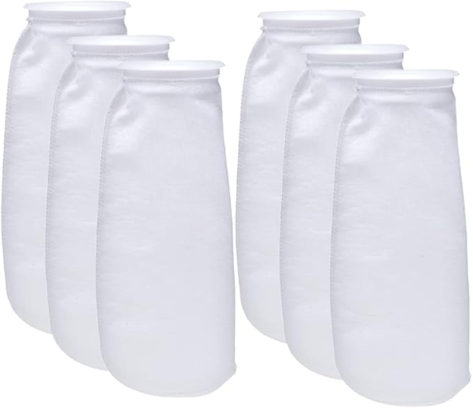 ALEGI Aquarium Filter Socks 4 inch by 14 Inch Long, 200 Micron - 4 Inch Ring Aquarium Felt Filter Bags (4 by 14 Inch - 6Pack)