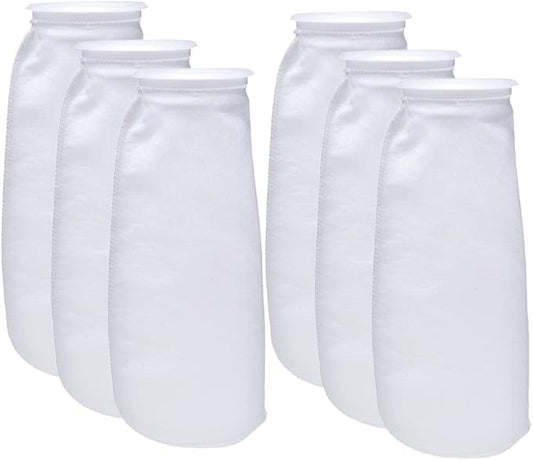 ALEGI Aquarium Filter Socks 4 inch by 14 Inch Long, 200 Micron - 4 Inch Ring Aquarium Felt Filter Bags (4 by 14 Inch - 6Pack)