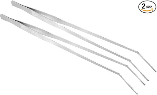 Utoolmart Aquarium Plant Tweezer, Stainless Steel Curved Tweezer, Aquarium Tweezers Extra Long 48cm, for Fish Tank Plant Aquascape Tools, Feeding Tongs, 2 Pcs