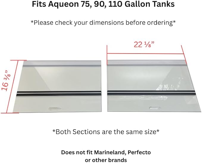 48 x 18 Inch Aquarium Lid Glass Top, 2 Piece Set - Fits 75, 90, 110 Gallon Fish Tank