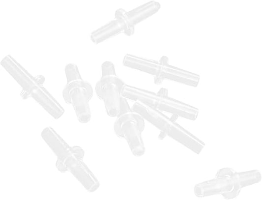 Motoforti Universal Aquarium Straight Air Line Connector Clear White 4mm Tubing 10pc Long-Lasting