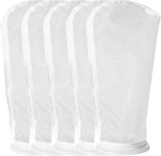 5Pack Nylon Mesh Filter Socks 4 Inch Ring 50/75 / 100/200 / 300/400 Micron - by 14 Inch Long – Aquarium Filter Bags (200 Micron 4" x 14" Nylon Mesh Bag)
