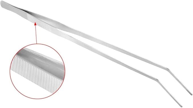 Utoolmart Aquarium Plant Tweezer, Stainless Steel Curved Tweezer, Aquarium Tweezers Extra Long 48cm, for Fish Tank Plant Aquascape Tools, Feeding Tongs, 2 Pcs