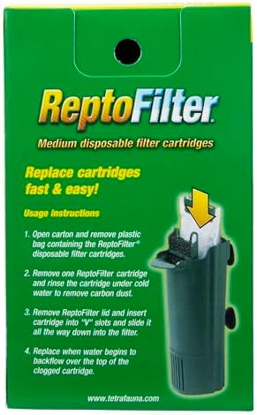 Tetra ReptoFilter Medium Filter Cartridges for Terrariums, 3 Count, Fits TetraFauna ReptoFilter 20 gal, Viquarium, and Decorative ReptoFilter