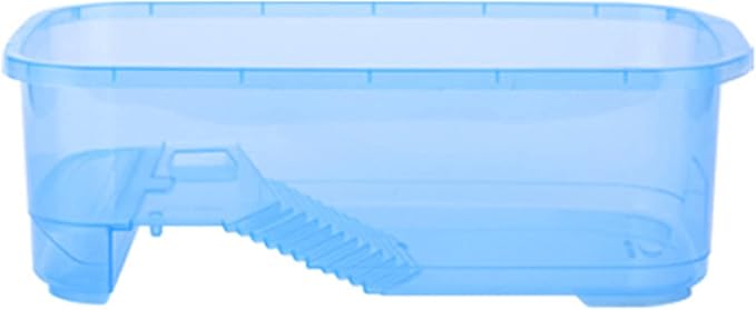 Turtle Aquarium Tank with Platform Habitat for Terrapins - Transparent, Multi-Function Areas, Bottom Drainage-Plug - Blue, Purple, or Orange