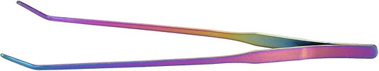 TITA-DONG 27cm Reptile Feeding Tongs, Rainbow Color Aquarium Tweezers Stainless Steel Fishbowl Long Tweezers, Aquascaping Tools for Hold Worms, Reptiles, Lizards, Bearded Dragon(27cm Curved Clip)