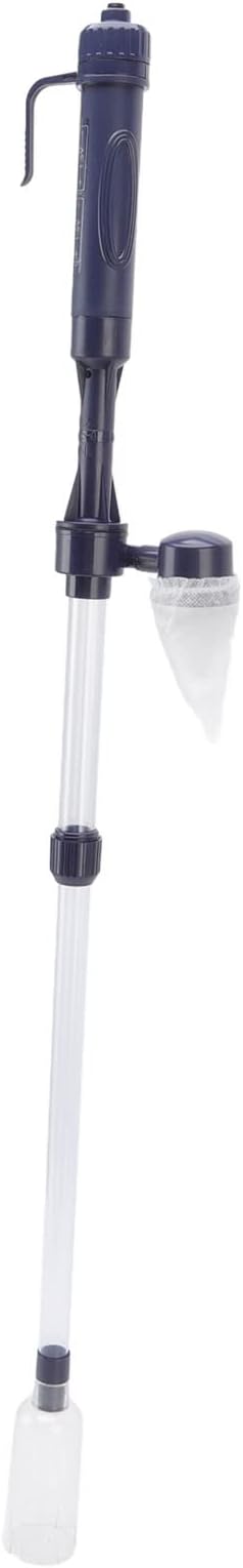 Aquarium Vacuum Cleaner Electric Siphon, Fish Tank Gravel Cleaner with Telescopic Conduit, Spiral Impeller Design for Easy Water Changing and Sand Washing, Powered by 2 C Batteries