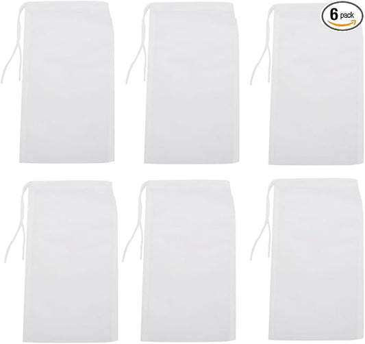 6Pack Fine Media Filter Bag for Aquarium 180 Micron Extra Fine Drawstring Filter Bags Reusable Nylon Media Bags for Fish Tank(Fine,3.5''x8.2'')