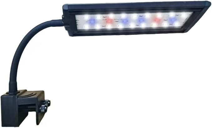 10W Clip-On Aquarium Light - White/Blue/Red,5 Brightness Levels,Timer (3/6/12H)