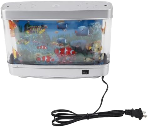 Aquarium Mood Night Light with LED Lights and Moving Background, Fake Artificial Aquarium Decorative Lamp, Mock Fish Lamp for Desk, Living Room