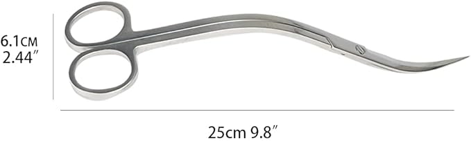 BROPC Stainless Steel Mirror Wave Scissors - 9.8" Aquarium Scissors for Saltwater and Freshwater Plant Trimming and Maintenance