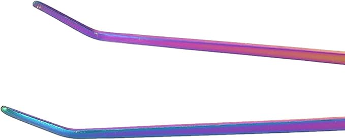 TITA-DONG 27cm Reptile Feeding Tongs, Rainbow Color Aquarium Tweezers Stainless Steel Fishbowl Long Tweezers, Aquascaping Tools for Hold Worms, Reptiles, Lizards, Bearded Dragon(27cm Curved Clip)