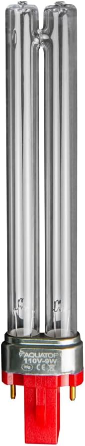 Aquatop 9W UV Replacement Bulb for Aquarium Filters – Fits FZ9, SP9-UV, CF-400UVMKII, CF-500UVMKII, & E-9 Energy-Efficient Lamp for Clear Water, R9WUV-G2
