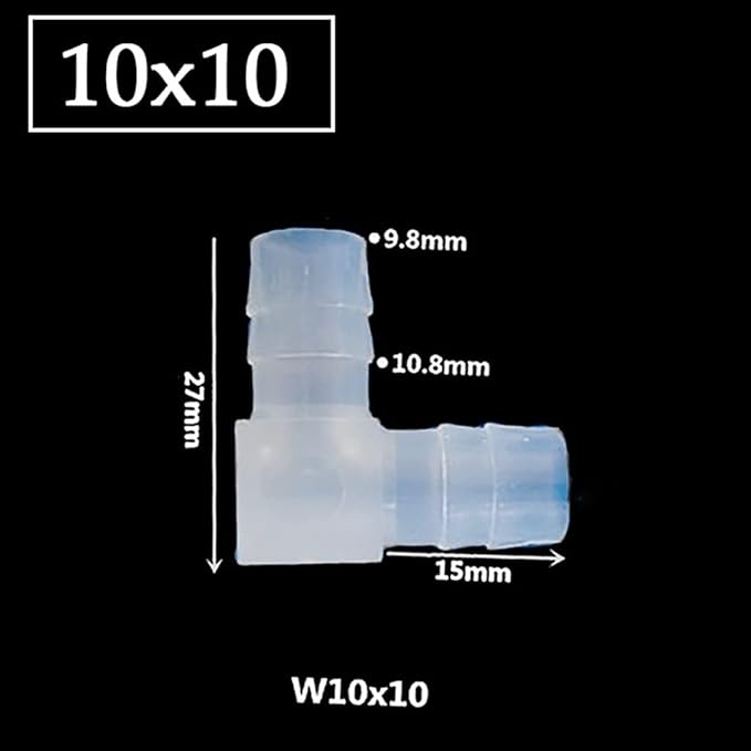 10pcs Plastic Equal Elbow Connector Aquarium Fish Tank Pagoda Hose Adapter 90 Degree Transparent Joints, Air Pump Fitting (Size : 10mm)
