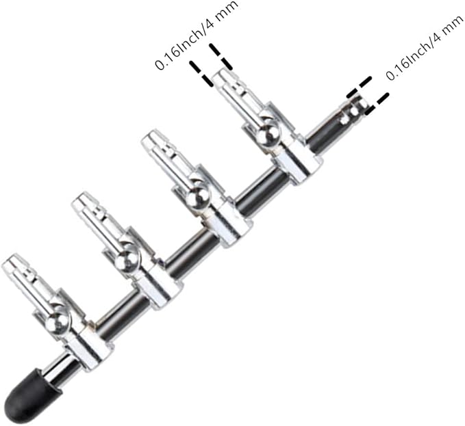 Aquarium Air Valve 4 Way Inline Manifold Air Flow Pump Tubing Splitter Lever Control Valve 4-Pack