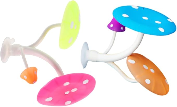 PATKAW 2Pcs Betta Fish Leaf Pad Silicone Hammock Habitat with Suction Cup Aquarium Plants Mushroom Decor for Betta Spawning Grounds Breeding Resting Bed