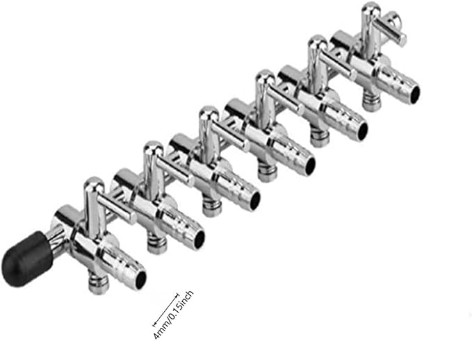Aquarium Air Valve 6 Way Inline Manifold Air Flow Pump Tubing Splitter Lever Control Valve 2-Pack