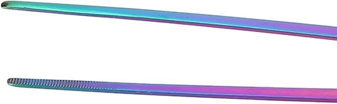 TITA-DONG 27cm Reptile Feeding Tongs, Rainbow Color Aquarium Tweezers Stainless Steel Fishbowl Long Tweezers, Aquascaping Tools for Hold Worms, Reptiles, Lizards, Bearded Dragon(27cm Straight Clip)