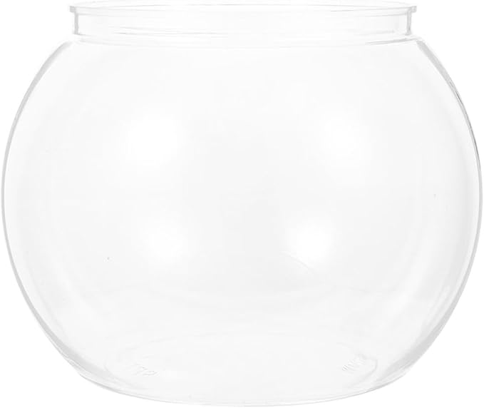 BESTonZON Transparent Goldfish Tank 5.5 Inch Clear Round Fish Bowl for Small Turtles Betta Fish Desktop Aquarium and Decorative Shallow Tank for Office and Home
