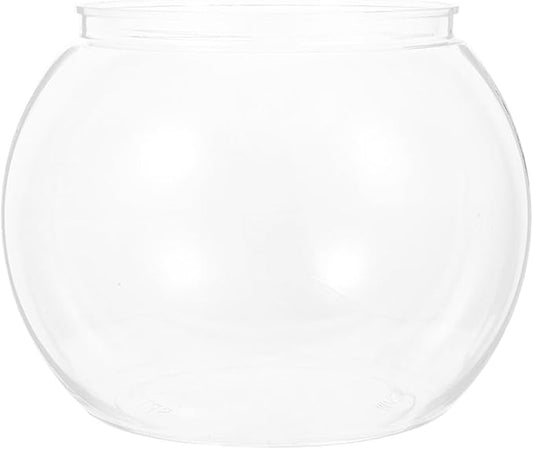 BESTonZON Transparent Goldfish Tank 5.5 Inch Clear Round Fish Bowl for Small Turtles Betta Fish Desktop Aquarium and Decorative Shallow Tank for Office and Home