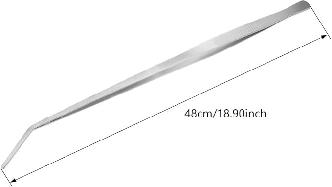 Utoolmart Aquarium Plant Tweezer, Stainless Steel Curved Tweezer, Aquarium Tweezers Extra Long 48cm, for Fish Tank Plant Aquascape Tools, Feeding Tongs, 2 Pcs