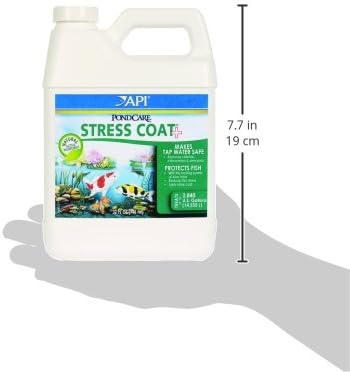 API POND STRESS COAT (32 fl oz) Pond Water Conditioner - Quickly Makes Tap Water Safe for Fish & Plants - Up to 3840 Gallons - Removes Chlorine, Ammonia & More - Aloe Vera - Natural Active Ingredient