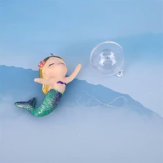 Floating Mermaid Aquarium Decoration, Fish Tank Ornament, Miniature Cartoon Figure, Aquarium Décor Thematic Ornaments (Blue)