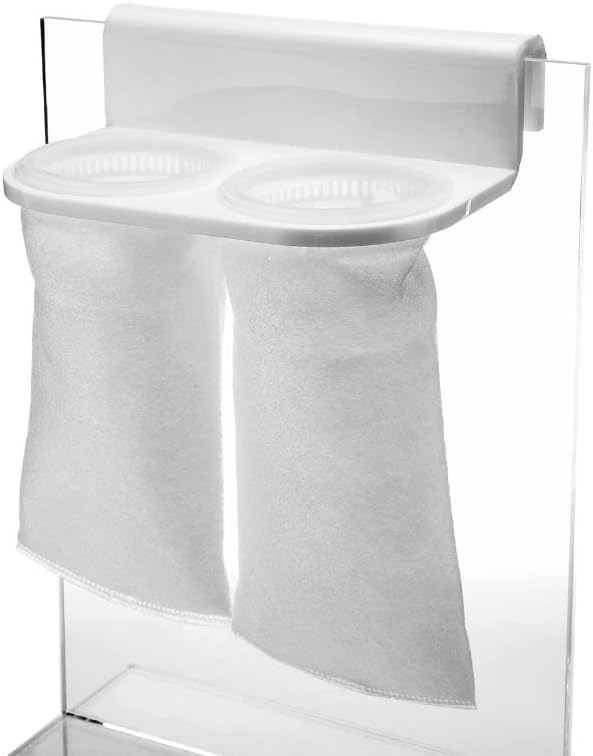 Pssopp Aquarium Filter Bag Bracket, Easy to Install Convenient Design Fish Double Hole Filter Socks Holder Acrylic Filter Bag Support (White)