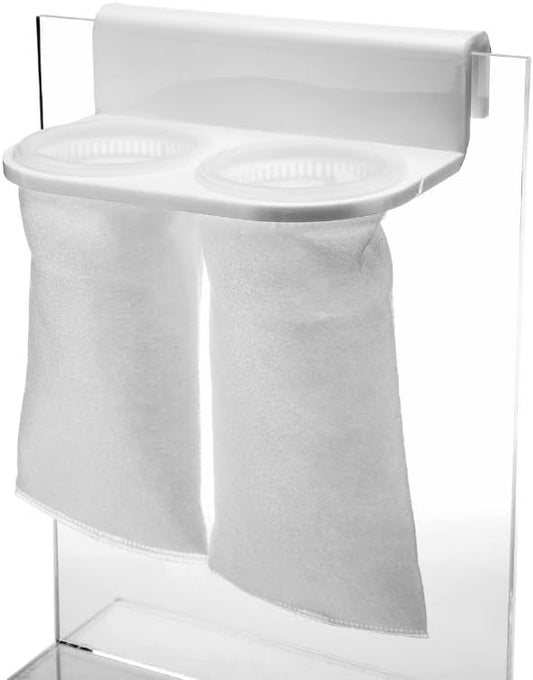 Pssopp Aquarium Filter Bag Bracket, Easy to Install Convenient Design Fish Double Hole Filter Socks Holder Acrylic Filter Bag Support (White)