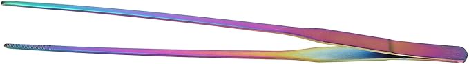 TITA-DONG 27cm Reptile Feeding Tongs, Rainbow Color Aquarium Tweezers Stainless Steel Fishbowl Long Tweezers, Aquascaping Tools for Hold Worms, Reptiles, Lizards, Bearded Dragon(27cm Straight Clip)