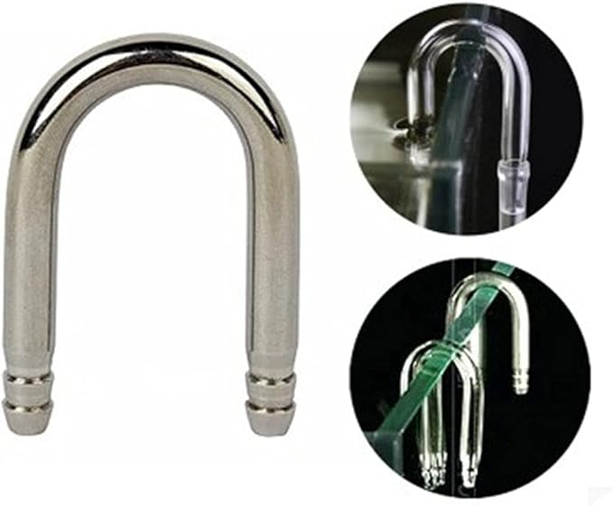 luzen 2Pcs Stainless Steel Aquarium U-Shape Tubes Fish Tank Air Pump co2 Oxygen System U-Shape Tube Connector Aquarium Accessories, Silver