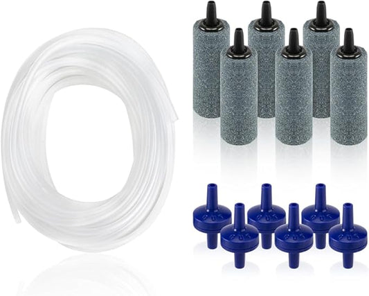 DaToo Aquarium Air Pump Standard Accessories 40ft Airline Tubing 6 Air Stones 6 Check Valves for DaToo Air Pumps Fish Tank Hydroponic Systems Pond