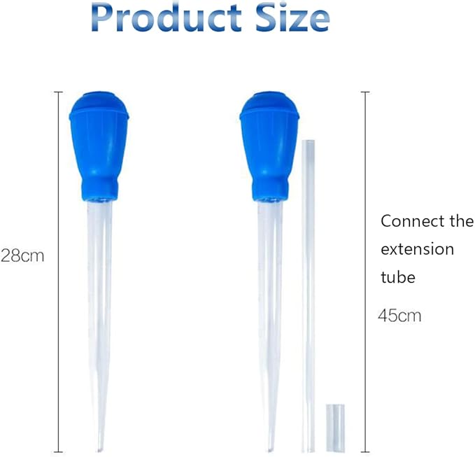 DFsucces Fish Tank Cleaning Tools, Mini Manual Fish Tank Water Changer Aquarium Dropper,Extendable Fish Tank Cleaning Waste Remover, for Fish Tank(45cm/1Pcs)