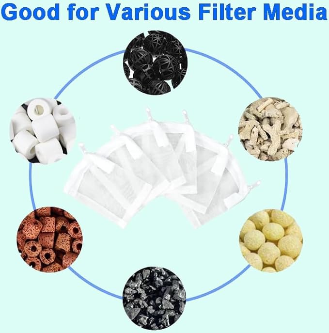 AQUANEAT Aquarium Filter Media Bags 6pcs Fish Tank Extra Fine 100 Micron Mesh Bags with Plastic Zipper for Activated Carbon (3” x 4”)